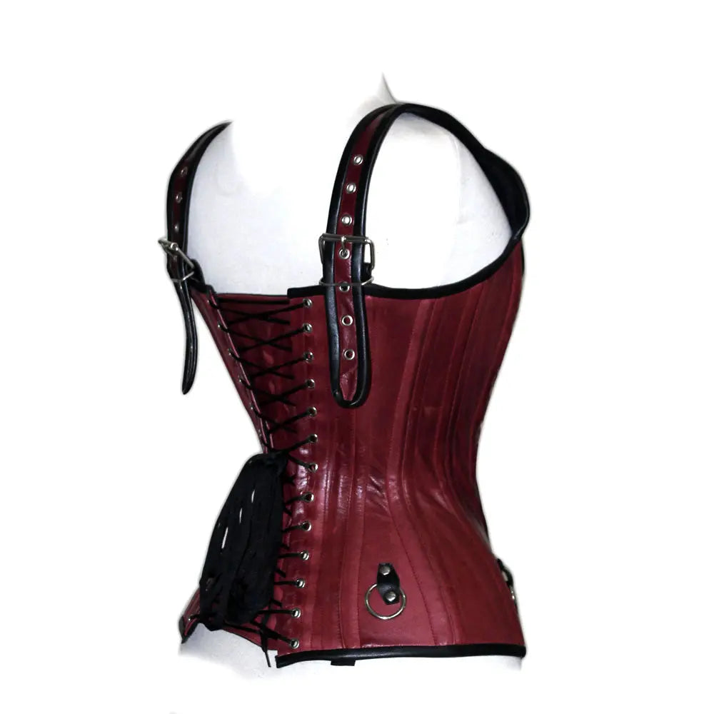 Genuine Real Sheep Leather & Stainless Steel Spiral Bones Over Bust Corset