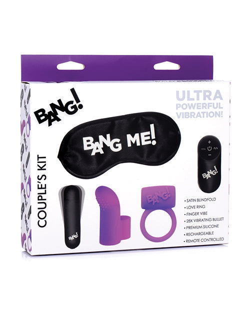 Bang! Couple's Kit: Bullet, Blindfold, Cock Ring & Finger Vibe - Purple