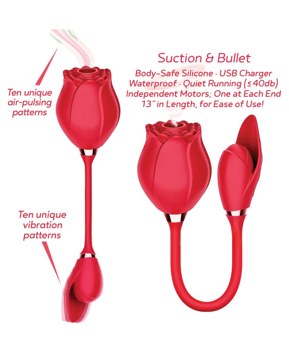 Wild Rose Suction & Bullet Vibrator - Red