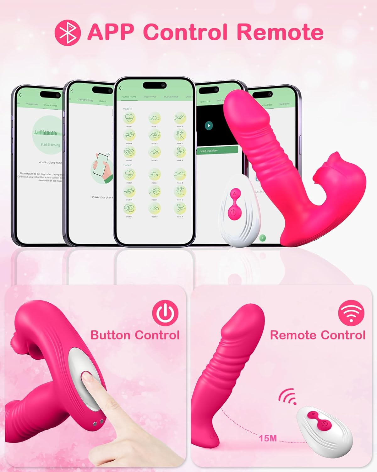 TenderPulse Rose Sucking Thrusting Dildo Vibrator