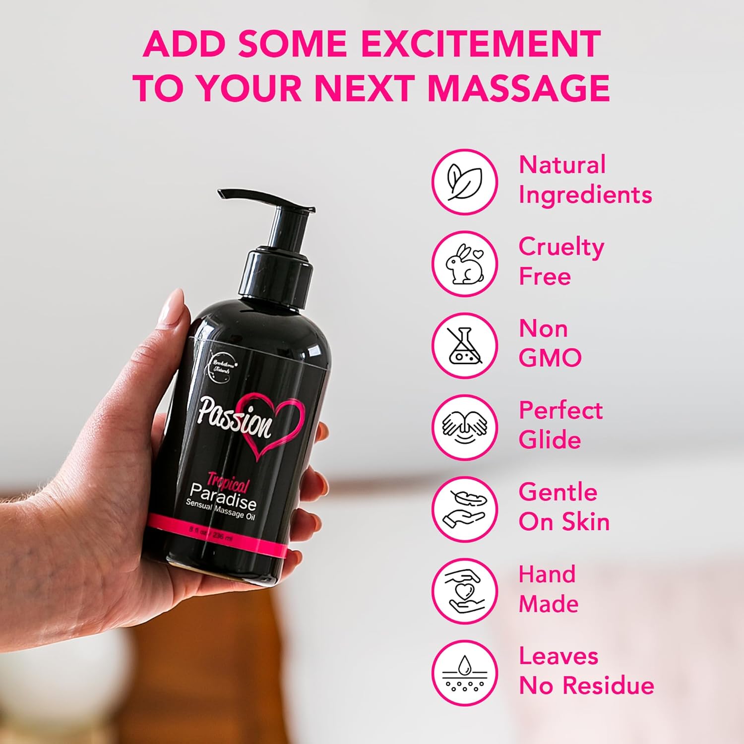 Natural Passion Massage Oil for Couples | Tropical Aromatherapy, All-Natural