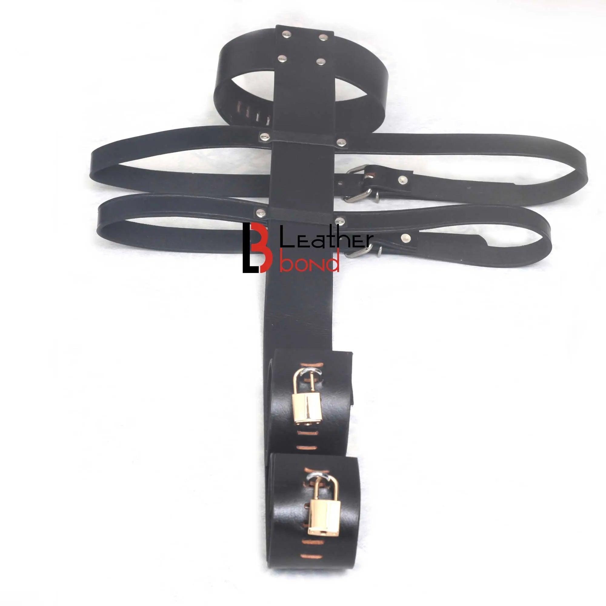 Armbinder Locking collar to wrist bondage restraint set Back Restraint  Back Slave BDSM Made with Genuine Cowhide Leather