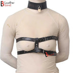 Armbinder Locking collar to wrist bondage restraint set Back Restraint  Back Slave BDSM Made with Genuine Cowhide Leather