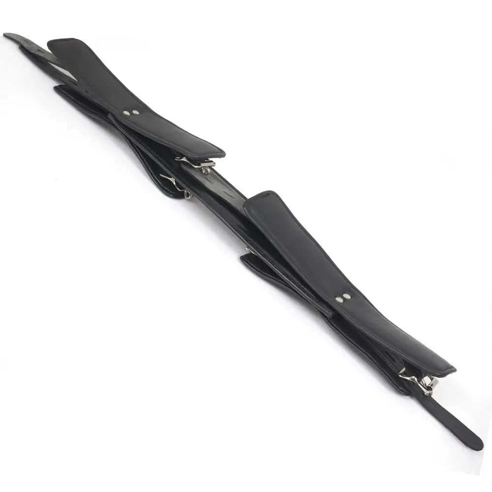 Real Cowhide Leather Padded Wrist & Ankle Cuffs Restraints with Spreader or Leg Spread Bar