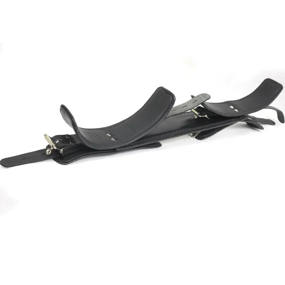 Real Cowhide Leather Padded Wrist & Ankle Cuffs Restraints with Spreader or Leg Spread Bar