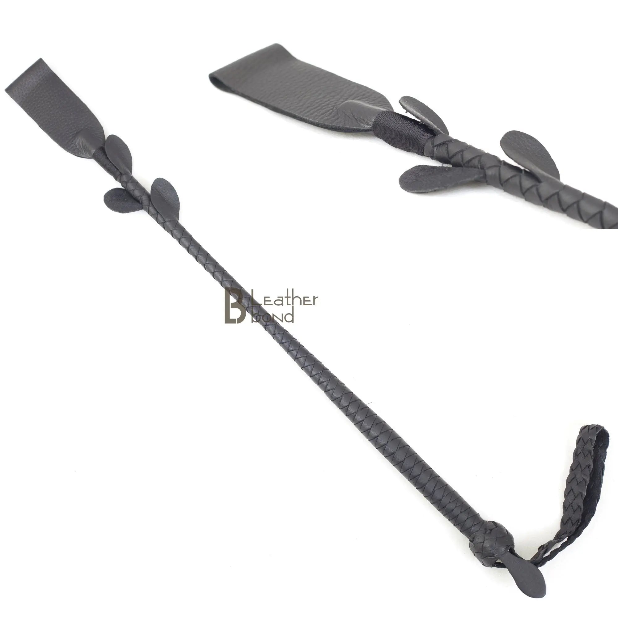 Real Cowhide Leather Braiding Riding Crop Whip Fiber stick inside braiding