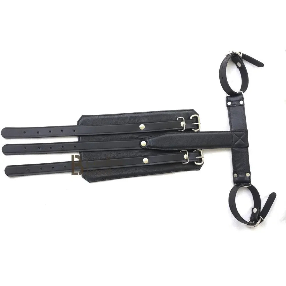 100% Genuine Leather Back Wrist & Bicep Cuffs Restraint Bondage Back Slave BDSM