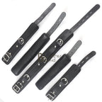Real Cowhide Leather Wrist and Ankle Cuffs with Neck Collar Restraint Bondage Set Black 7 Piece Padded Cuffs with two connectors