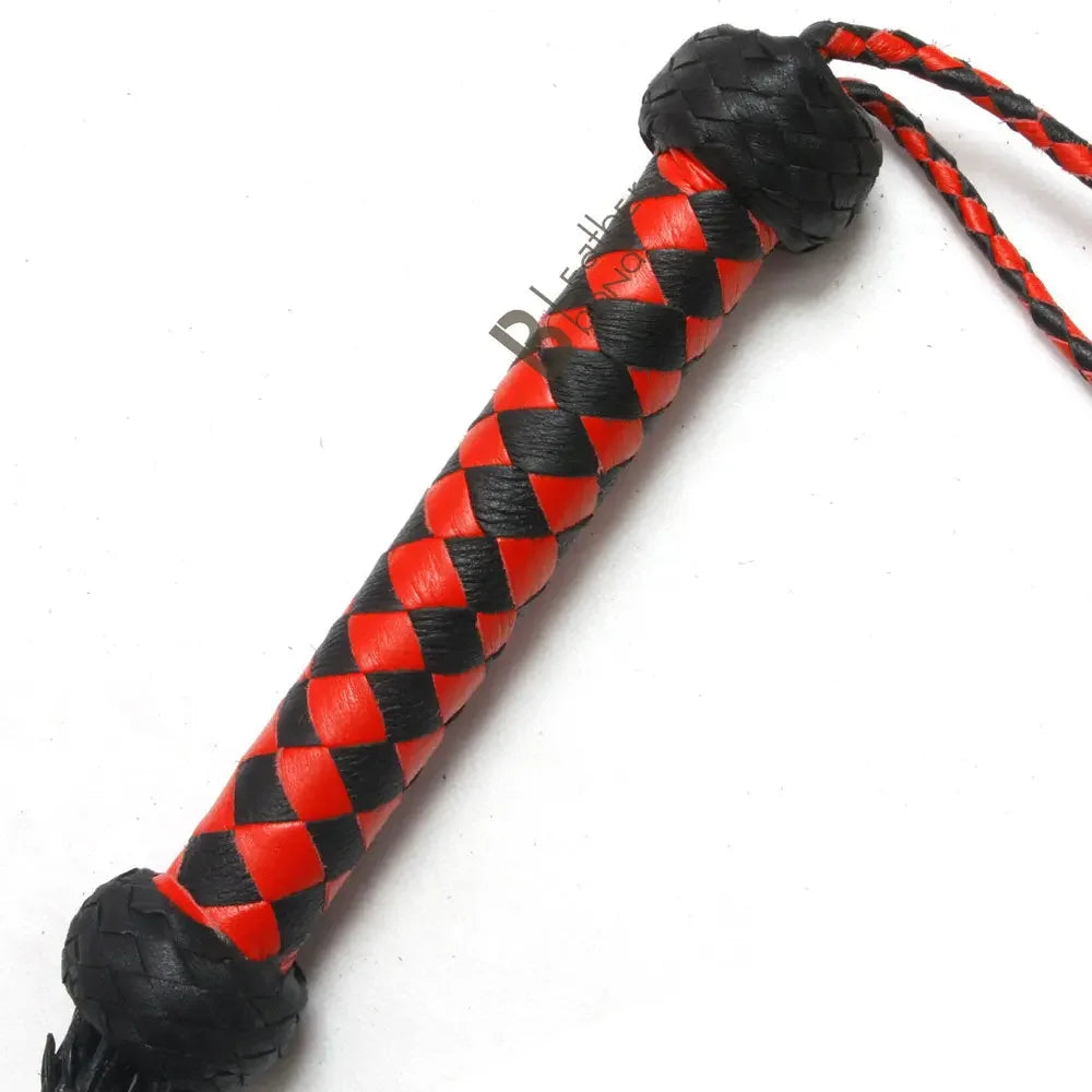 Real Genuine Cow Hide Leather Flogger 9 Braided Falls Heavy Roses & Thorny Cat-o-nine Tails Flog