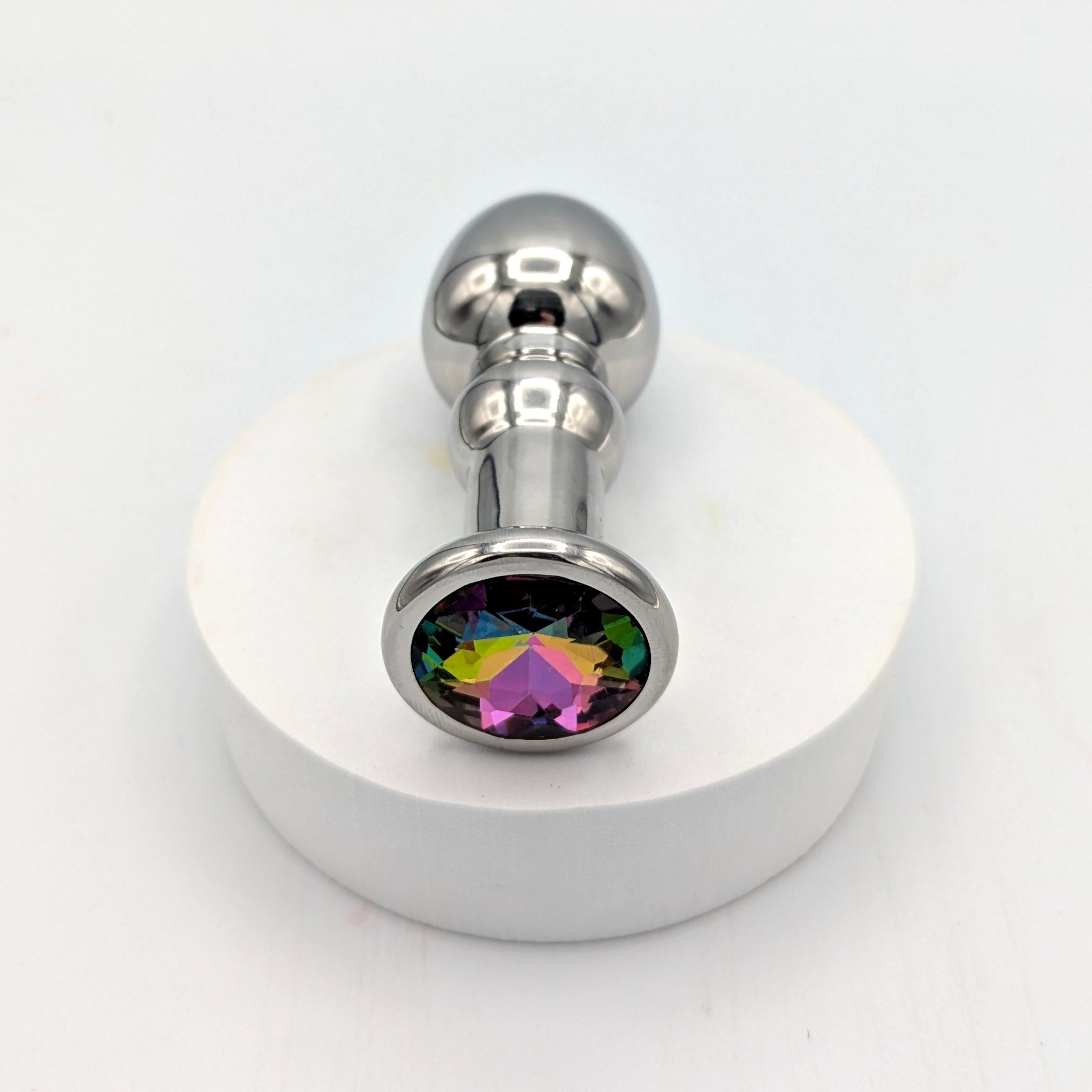 Anal Plug – Jeweled Butt Plug – Stainless Steel – Beaded Shaft