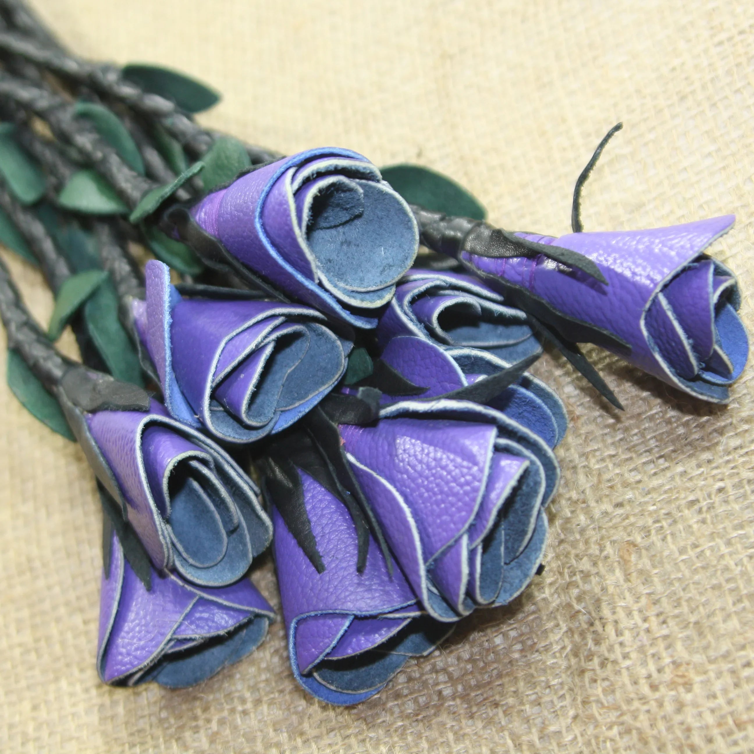 Real Genuine Cow Hide Leather Flogger 9 Braided Falls & Purple Roses Heavy Duty Cat O Nine Rose Flogger