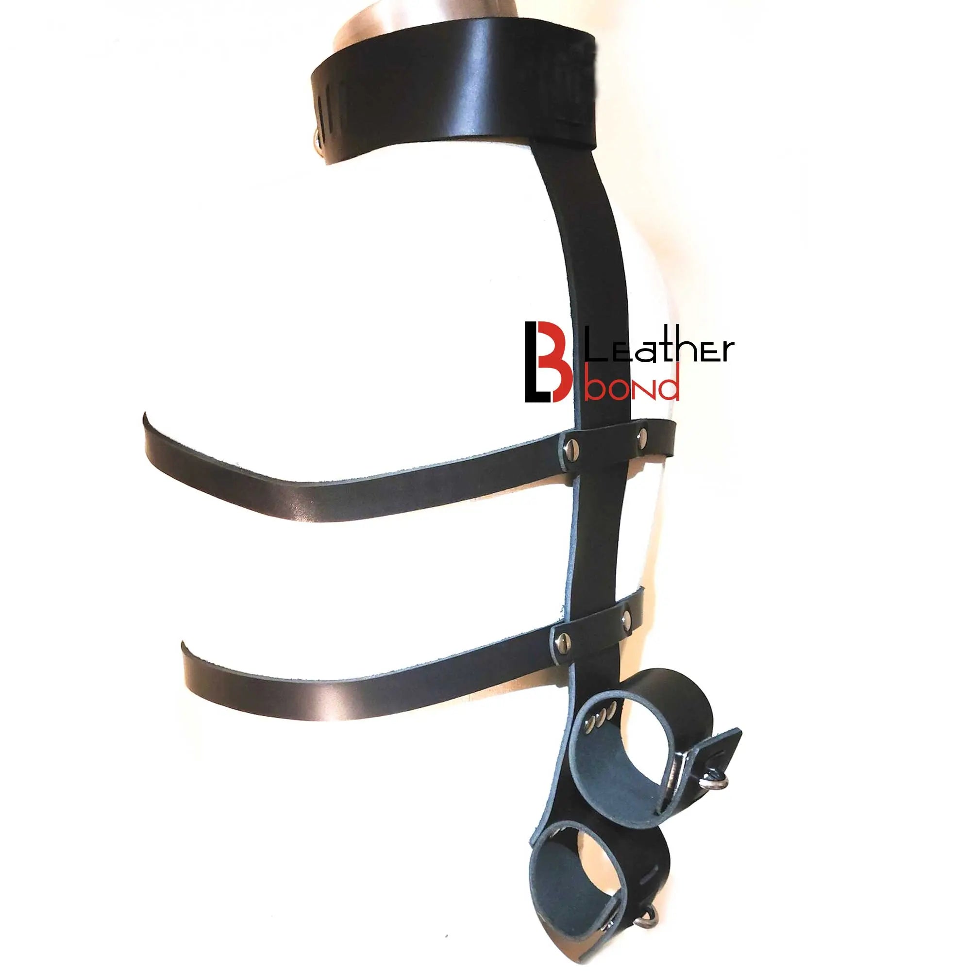 Armbinder Locking collar to wrist bondage restraint set Back Restraint  Back Slave BDSM Made with Genuine Cowhide Leather