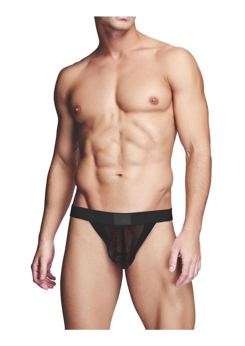 Prowler RED Fishnet Ass-Less Jock Black Men’s Sexy Open-Back Underwear