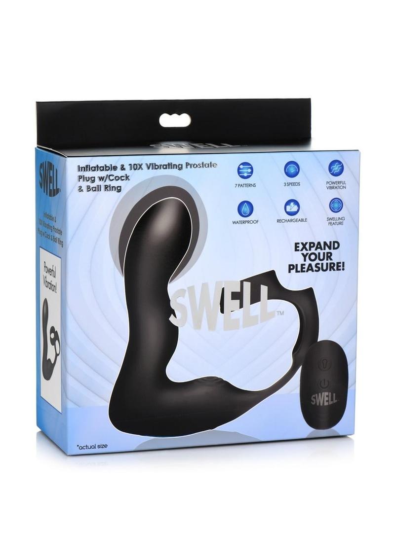 Swell Rechargeable Silicone Inflatable Prostate Plug with Cock And Ball Ring
